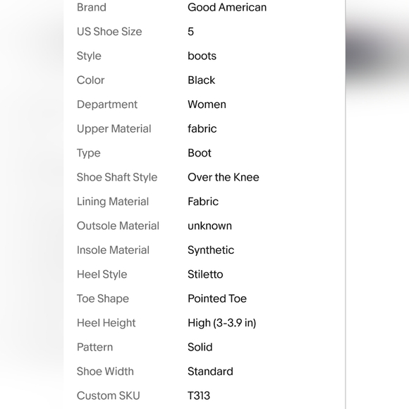 GOOD AMERICAN Women’s 5 black high heels over the knee boots New without Tag/box - Picture 6 of 6